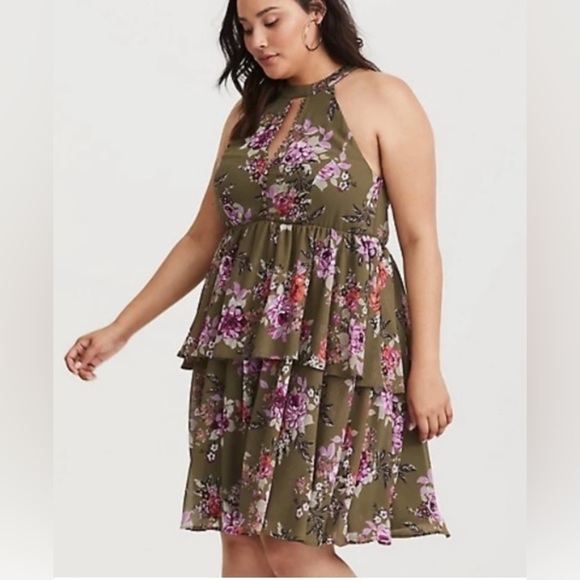 Torrid Chiffon Tiered Ruffle Dress Size 1 - Picture 7 of 8